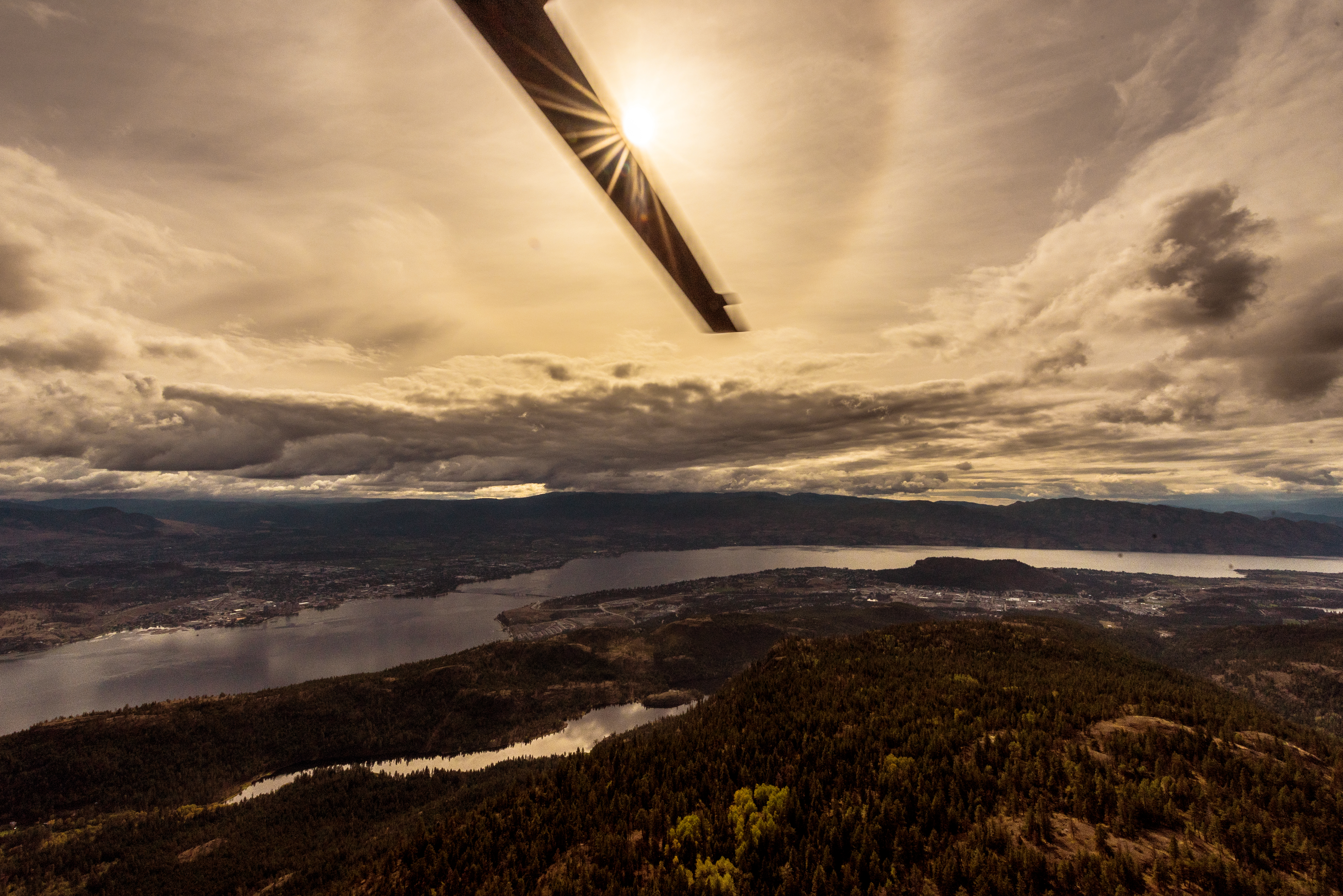 view of Kelowna from helicopter